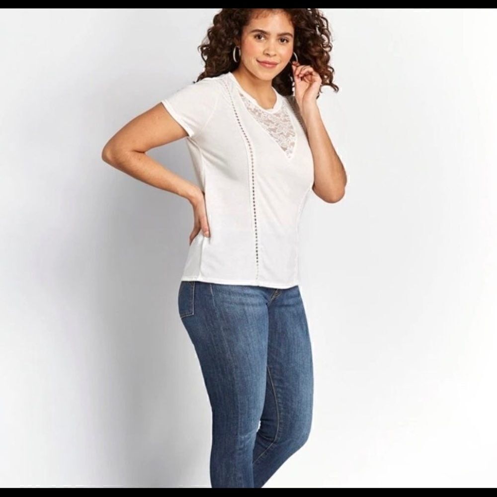 MODCLOTH OPEN MIND LACE TOP IN IVORY SIZE 1X